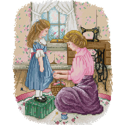 Daughter'S New Dress - 14CT Stamped Cross Stitch 28*33CM (Joy Sunday)