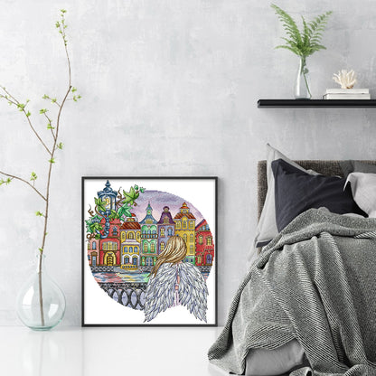 City Angel - 14CT Stamped Cross Stitch 36*41CM (Joy Sunday)