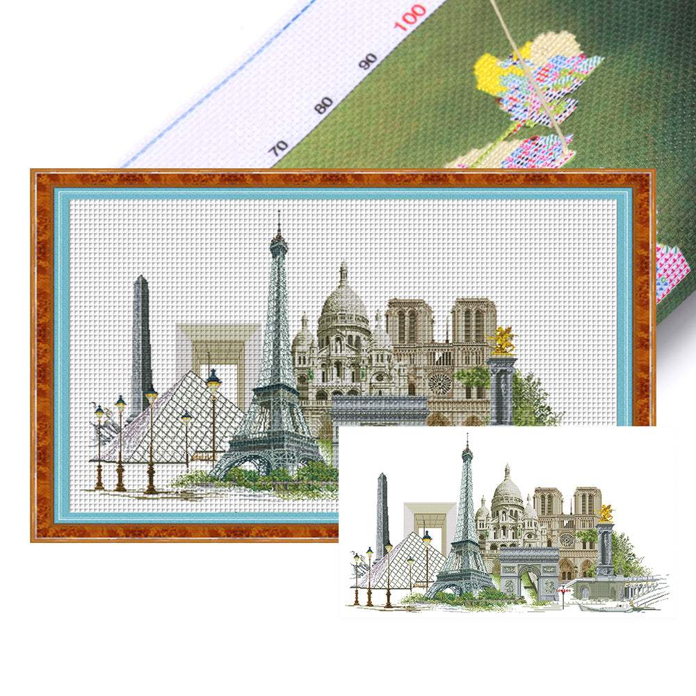 Famous Buildings - 14CT Stamped Cross Stitch 102*64CM (Joy Sunday)