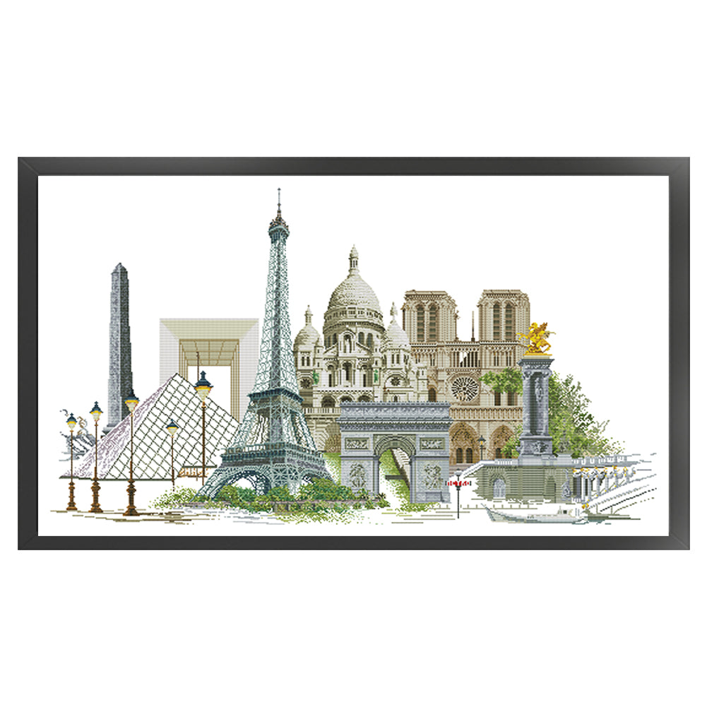 Famous Buildings - 14CT Stamped Cross Stitch 102*64CM (Joy Sunday)