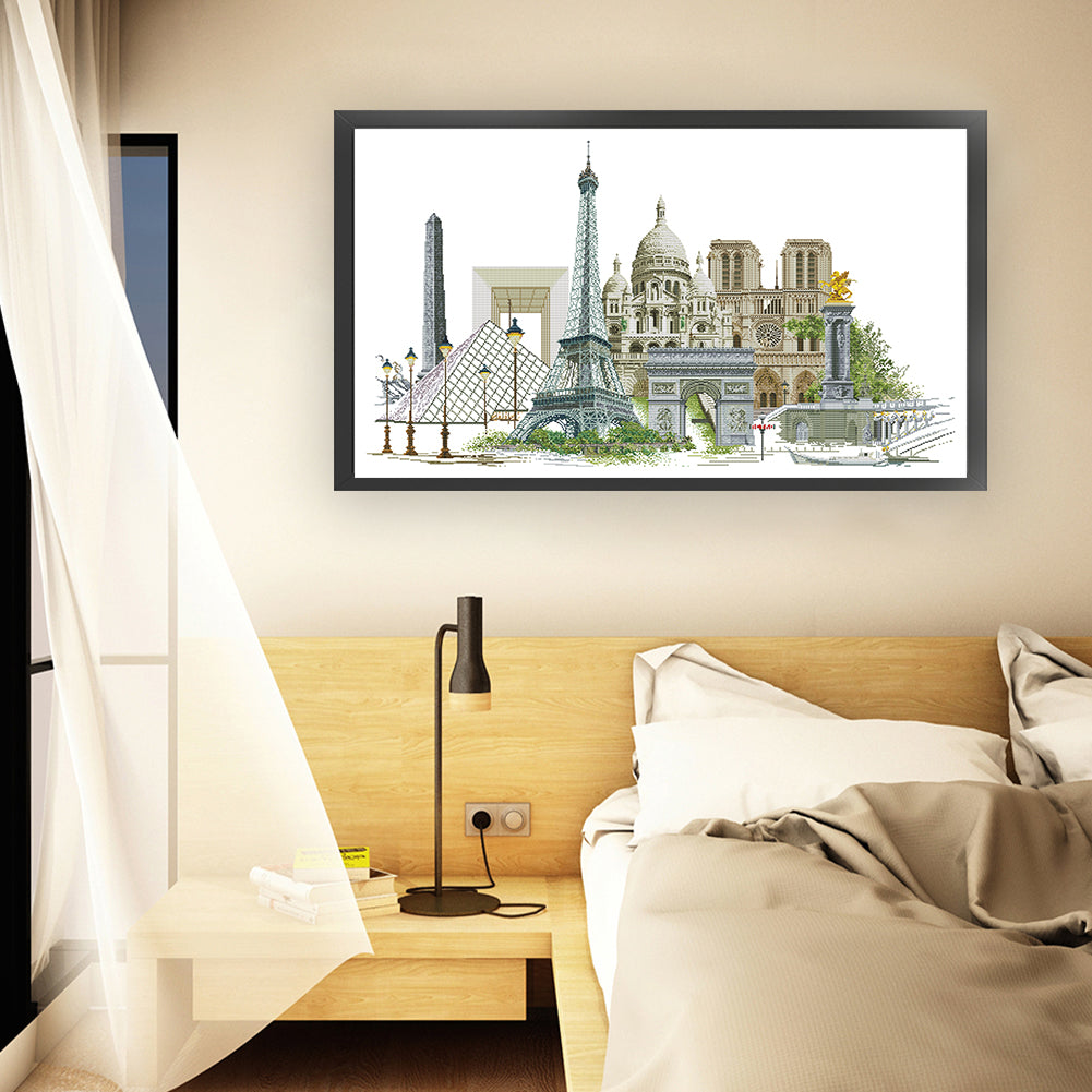 Famous Buildings - 14CT Stamped Cross Stitch 102*64CM (Joy Sunday)