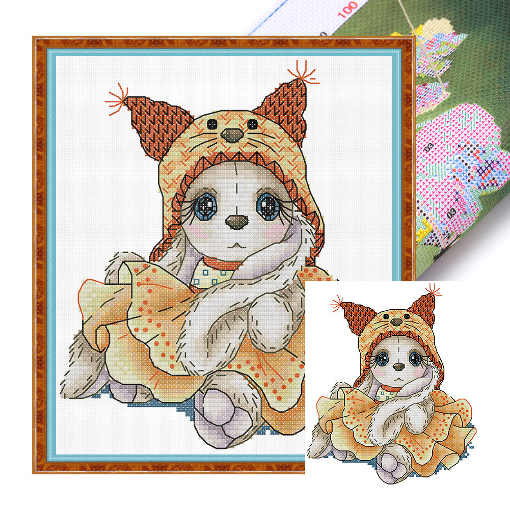 Autumn Bunny - 14CT Stamped Cross Stitch 19*21CM (Joy Sunday)
