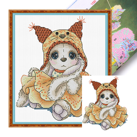 Autumn Bunny - 14CT Stamped Cross Stitch 19*21CM (Joy Sunday)