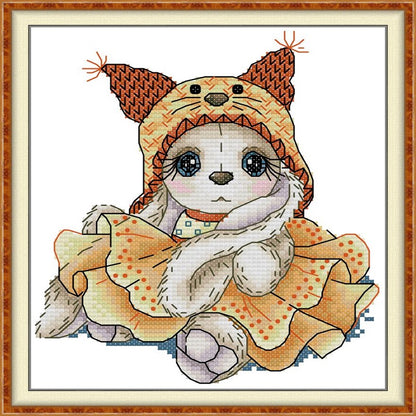 Autumn Bunny - 14CT Stamped Cross Stitch 19*21CM (Joy Sunday)