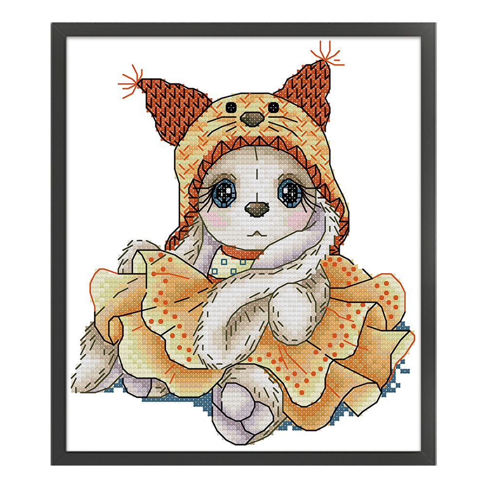 Autumn Bunny - 14CT Stamped Cross Stitch 19*21CM (Joy Sunday)