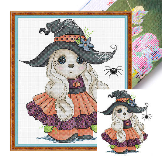 Halloween Bunny - 14CT Stamped Cross Stitch 20*22CM (Joy Sunday)