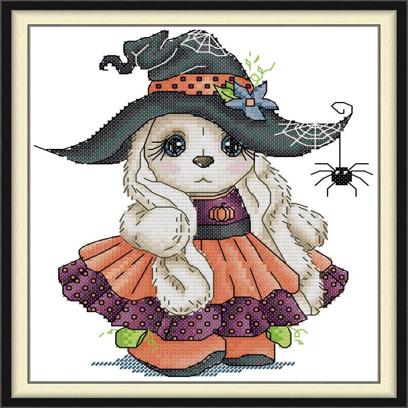 Halloween Bunny - 14CT Stamped Cross Stitch 20*22CM (Joy Sunday)
