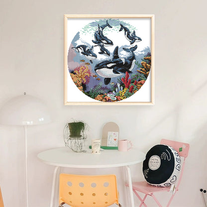 Killer Whale - 14CT Stamped Cross Stitch 38*38CM (Joy Sunday)