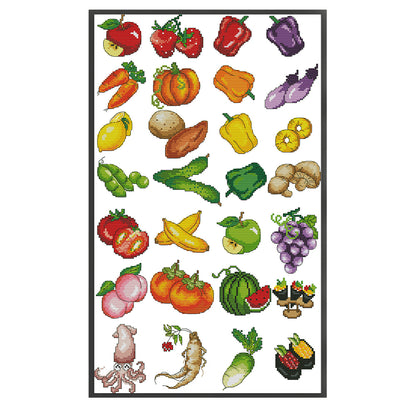 Children Identify Fruits And Vegetables - 14CT Stamped Cross Stitch 34*54CM (Joy Sunday)