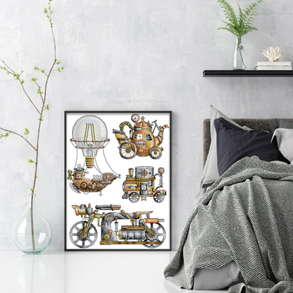 Steam Engine - 14CT Stamped Cross Stitch 34*45CM (Joy Sunday)
