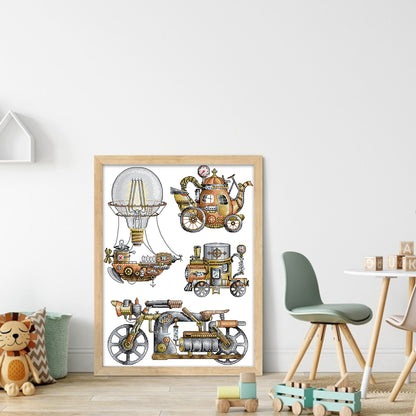 Steam Engine - 14CT Stamped Cross Stitch 34*45CM (Joy Sunday)
