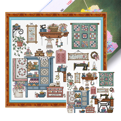 Love Sewing - 14CT Stamped Cross Stitch 41*36CM (Joy Sunday)