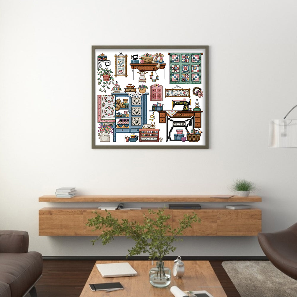 Love Sewing - 14CT Stamped Cross Stitch 41*36CM (Joy Sunday)