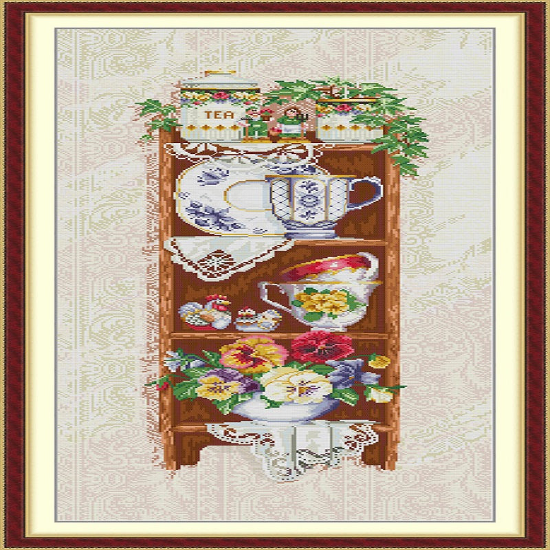 Museum Cabinet - 14CT Stamped Cross Stitch 41*81CM (Joy Sunday)