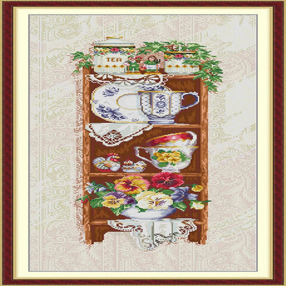 Museum Cabinet - 14CT Stamped Cross Stitch 41*81CM (Joy Sunday)