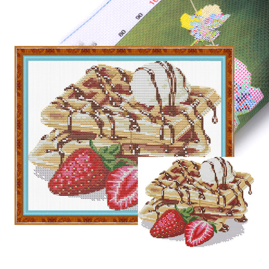 Strawberry Waffles - 14CT Stamped Cross Stitch 27*21CM (Joy Sunday)