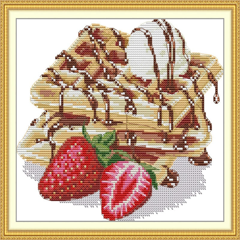 Strawberry Waffles - 14CT Stamped Cross Stitch 27*21CM (Joy Sunday)