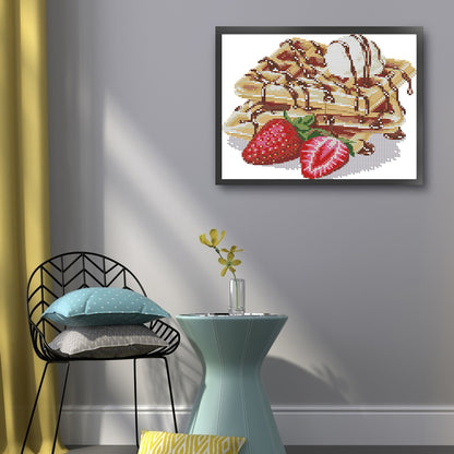 Strawberry Waffles - 14CT Stamped Cross Stitch 27*21CM (Joy Sunday)