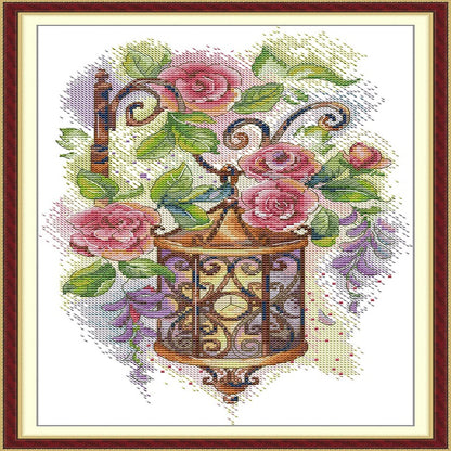 Flower Street Lamp - 14CT Stamped Cross Stitch 27*38CM (Joy Sunday)