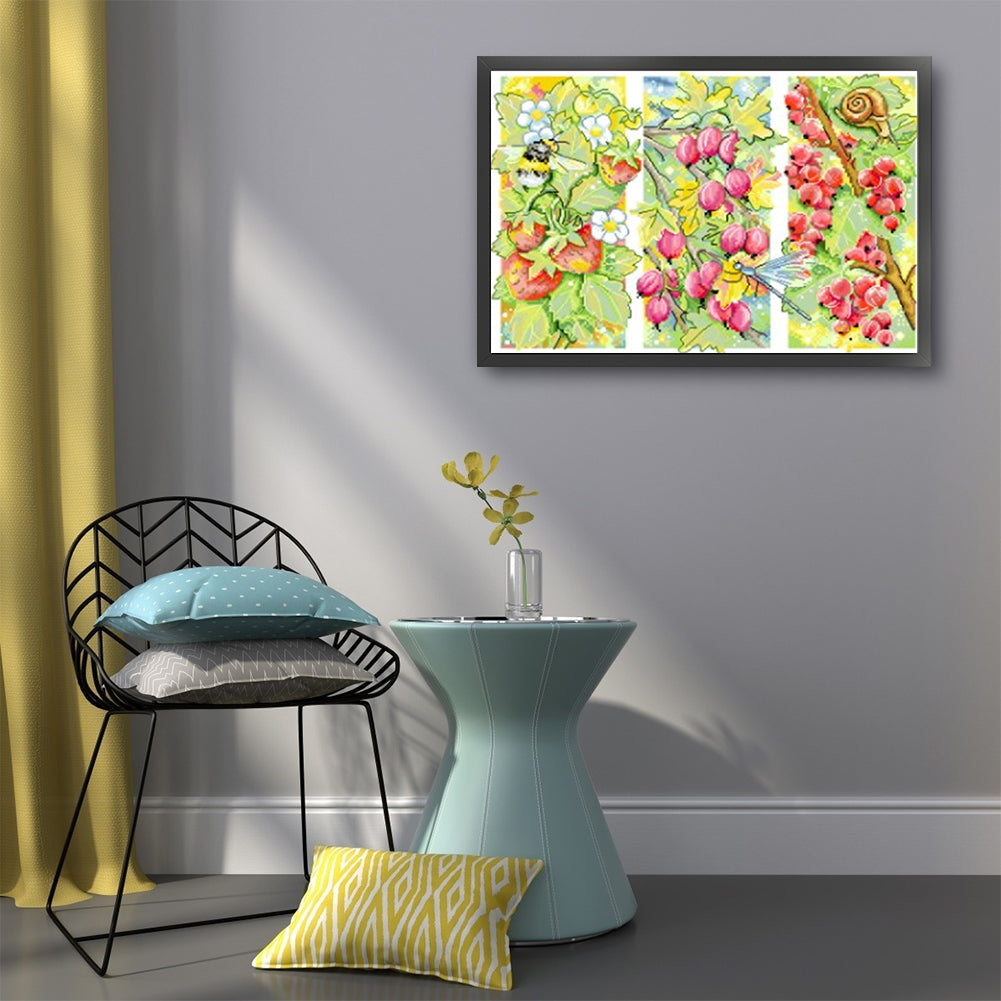 Bee-Snail-Berry - 14CT Stamped Cross Stitch 44*32CM (Joy Sunday)