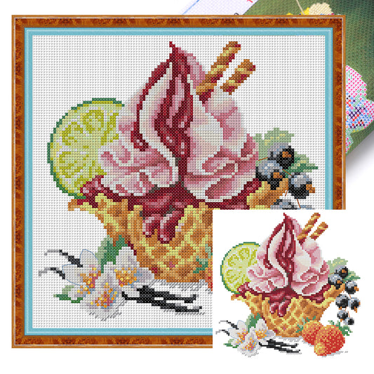 Vanilla Ice Cream - 14CT Stamped Cross Stitch 22*22CM (Joy Sunday)