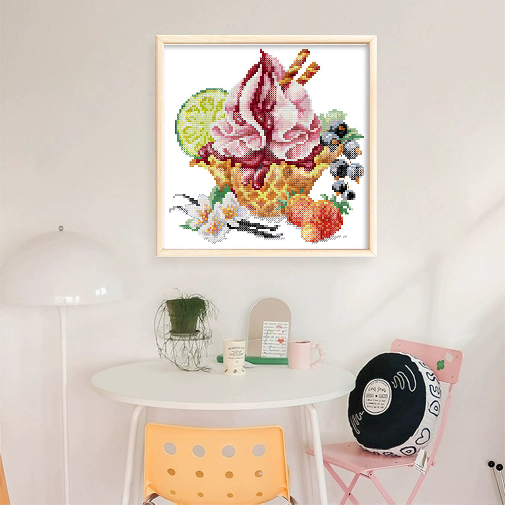 Vanilla Ice Cream - 14CT Stamped Cross Stitch 22*22CM (Joy Sunday)