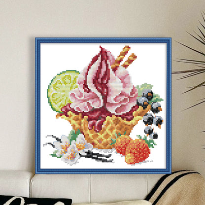 Vanilla Ice Cream - 14CT Stamped Cross Stitch 22*22CM (Joy Sunday)