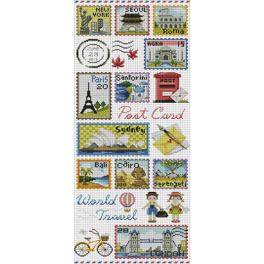 Stamp Collection - 14CT Stamped Cross Stitch 29*64CM (Joy Sunday)