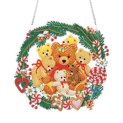 4pcs Xmas Theme 2D Flat DIY Hanging Diamond Art Kits Home Wall Decoration Crafts