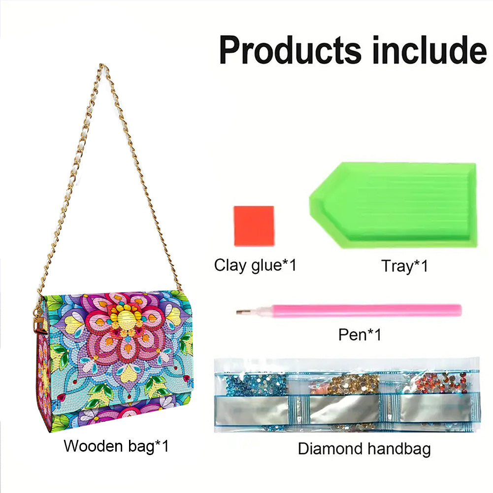 DIY Diamond Art Wooden Coin Pouch 5D Diamond Painting Crystal Rhinestone Purse