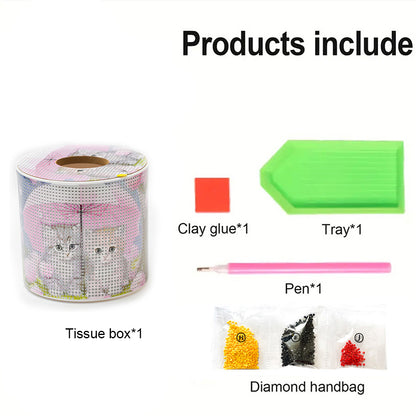 DIY Diamond Painting Handmade Tissue Holder Rhinestones Decorative Tissue Box