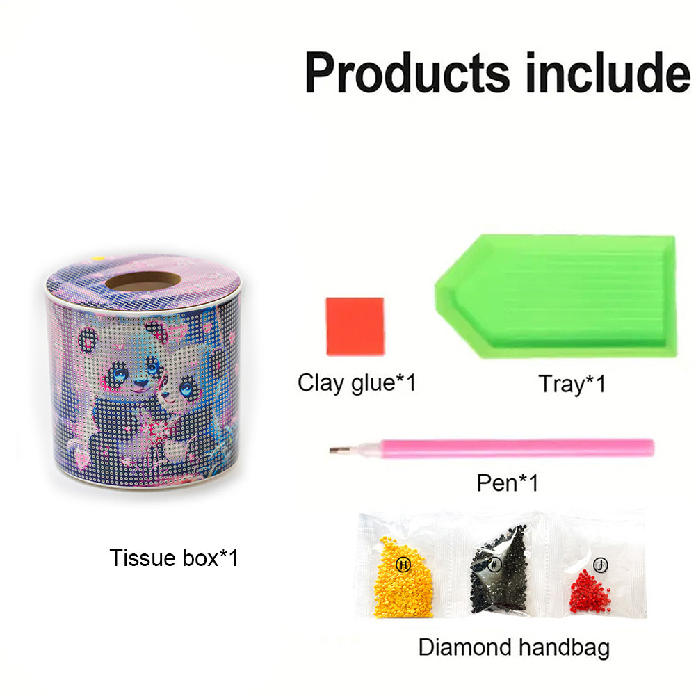 Panda DIY Diamond Painting Handmade Tissue Holder Rhinestones Crystal Tissue Box