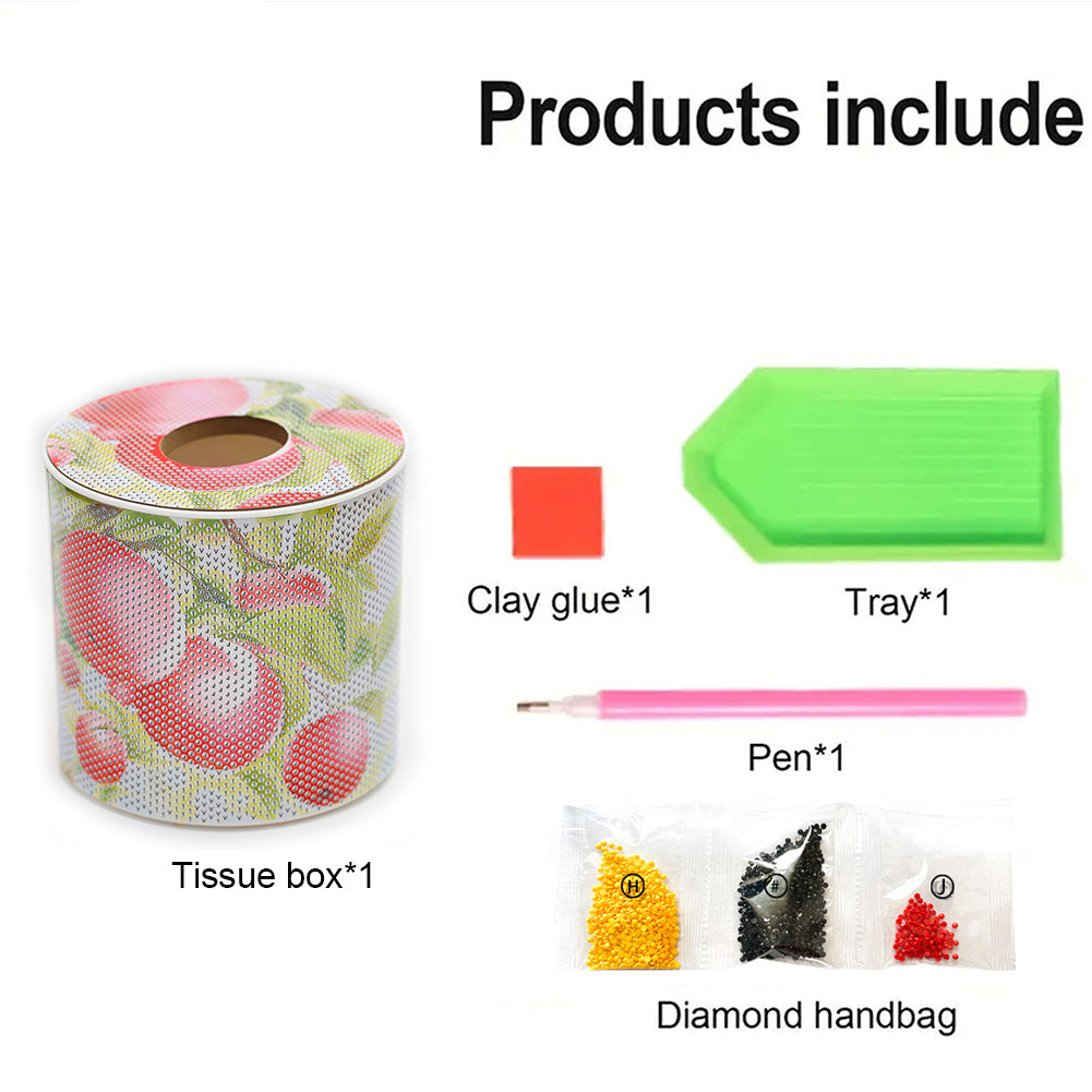 Apple DIY Diamond Painting Handmade Tissue Holder Rhinestones Crystal Tissue Box