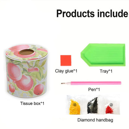 Apple DIY Diamond Painting Handmade Tissue Holder Rhinestones Crystal Tissue Box