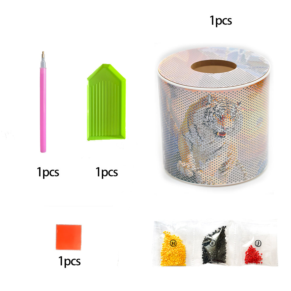 Tiger DIY Diamond Painting Handmade Tissue Holder Rhinestones Crystal Tissue Box