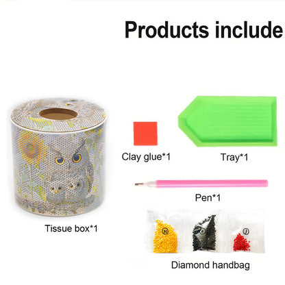 Owl DIY Diamond Painting Handmade Tissue Holder Rhinestones Crystal Tissue Box