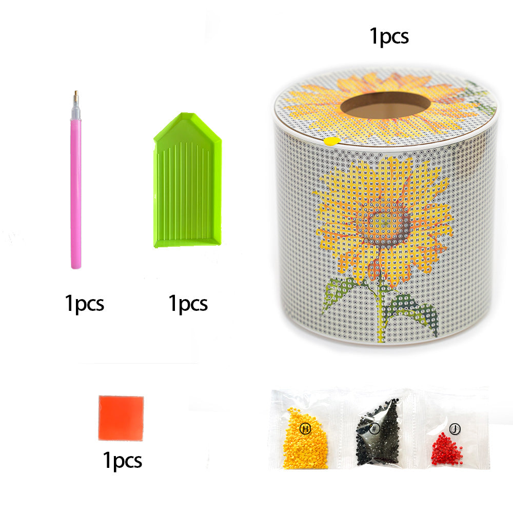 Sunflower DIY Diamond Painting Handmade Tissue Holder Rhinestones Tissue Box