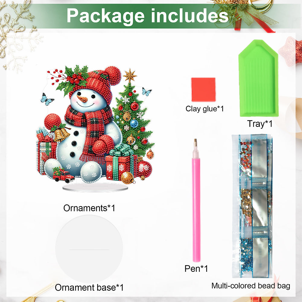 2D Flat Print Xmas DIY Acrylic Desktop Diamond Art Kits Bedroom Table Decoration
