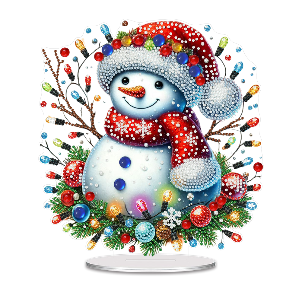 2D Flat Print Xmas DIY Acrylic Desktop Diamond Art Kits Bedroom Table Decoration