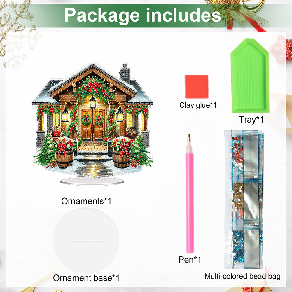 2D Flat Print Xmas DIY Acrylic Desktop Diamond Art Kits Bedroom Table Decoration