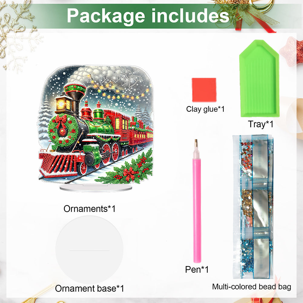 2D Flat Print Xmas DIY Acrylic Desktop Diamond Art Kits Bedroom Table Decoration