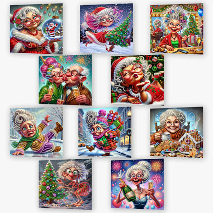 10PCS DIY Diamond Art Greeting Cards Xmas Designs for Festivals and Celebrations
