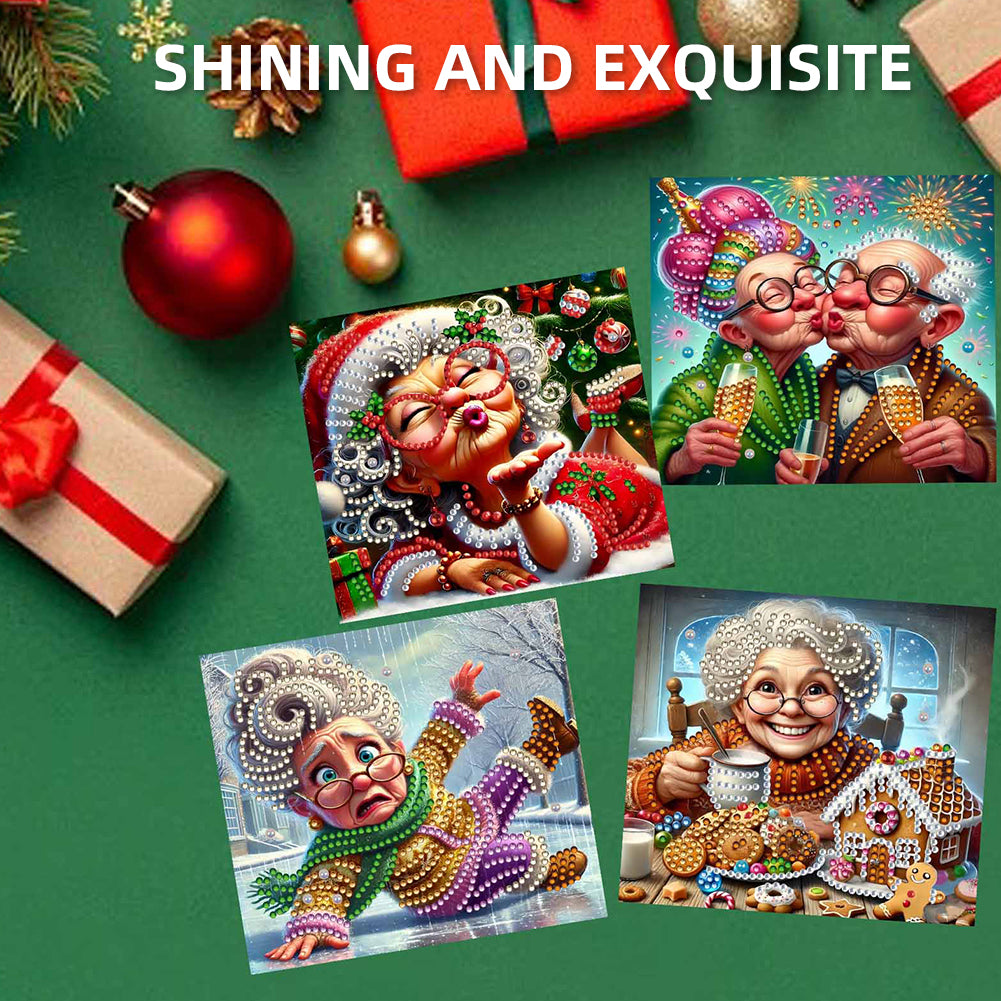 10PCS DIY Diamond Art Greeting Cards Xmas Designs for Festivals and Celebrations