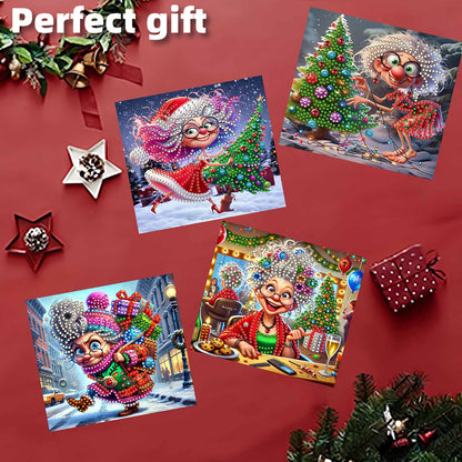 10PCS DIY Diamond Art Greeting Cards Xmas Designs for Festivals and Celebrations