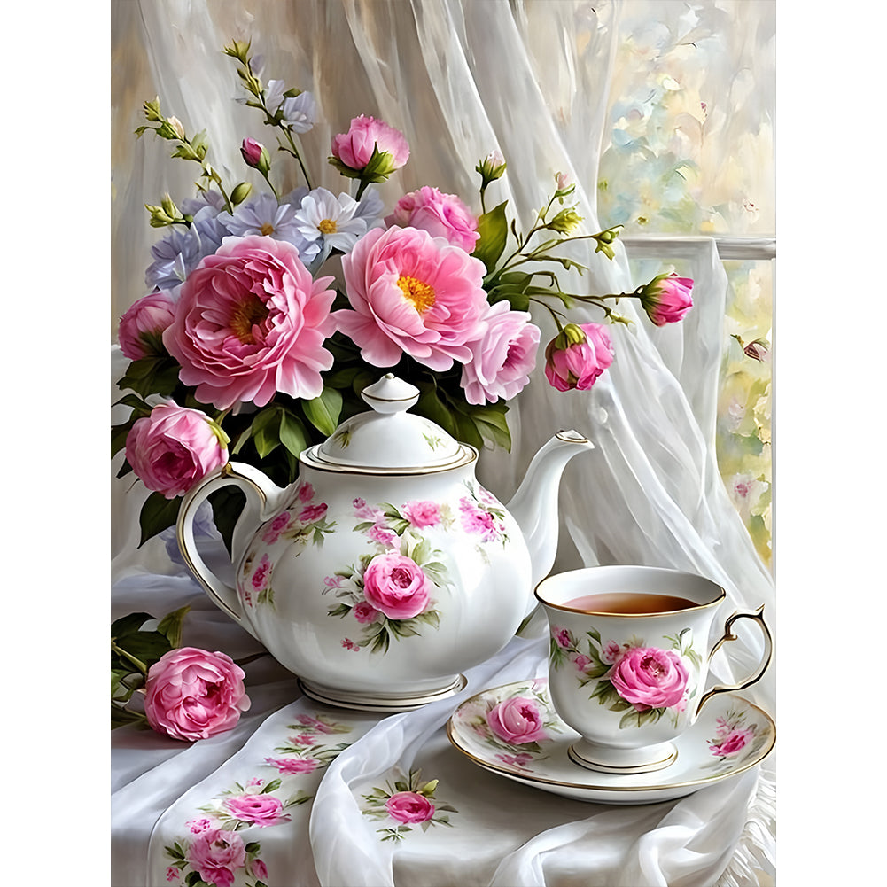 Flower Afternoon Tea - Full Round Drill Diamond Painting 30*40CM
