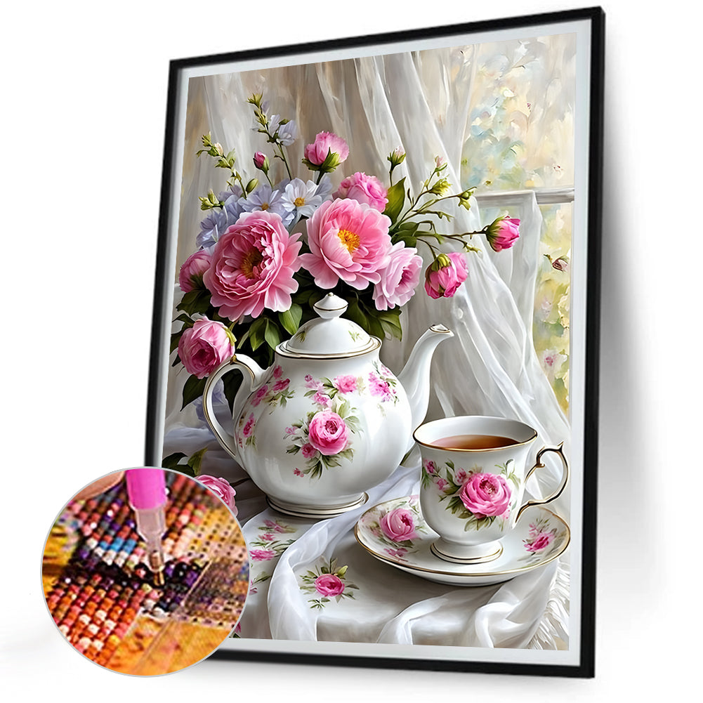 Flower Afternoon Tea - Full Round Drill Diamond Painting 30*40CM