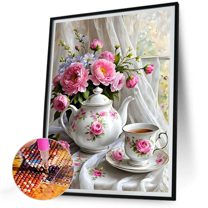 Flower Afternoon Tea - Full Round Drill Diamond Painting 30*40CM