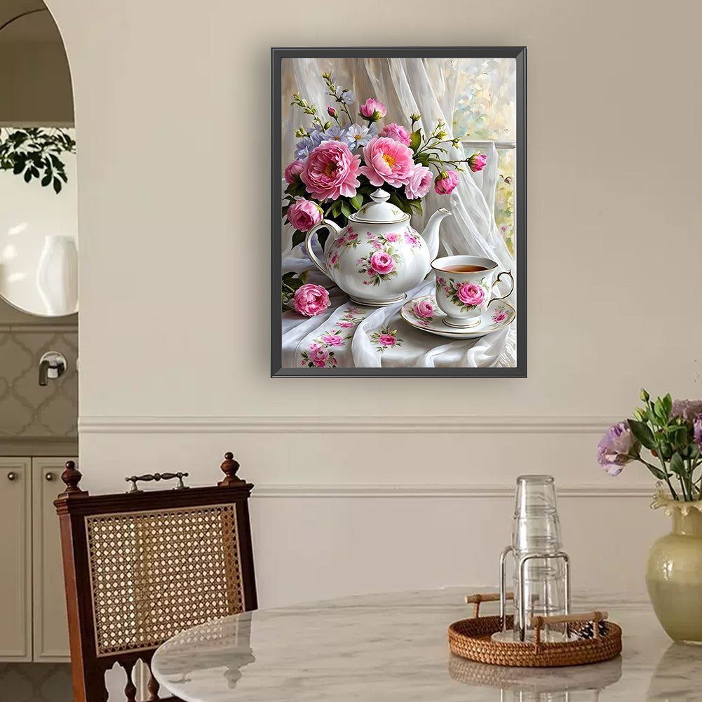 Flower Afternoon Tea - Full Round Drill Diamond Painting 30*40CM