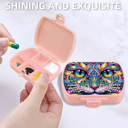 2Pcs 5D DIY Animal Theme Diamond Art Pill Storage Case Rhinestone Pill Organizer