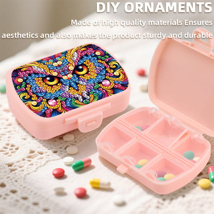 2Pcs 5D DIY Animal Theme Diamond Art Pill Storage Case Rhinestone Pill Organizer